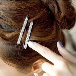 12 Gold Piece Rhinestone Bobby Pins Double Row